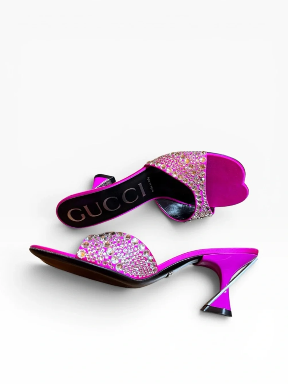 GUCCI Galactica Mules Fuchsia Crystal Embellished Sculptural Heel EU 36.5 US 6.5 - Picture 10 of 16